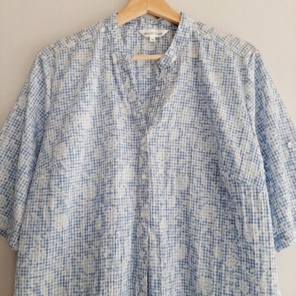 NORTHERN REFLECTION Floral Gingham Check Button Down Shirt Sz XL - Picture 2 of 10
